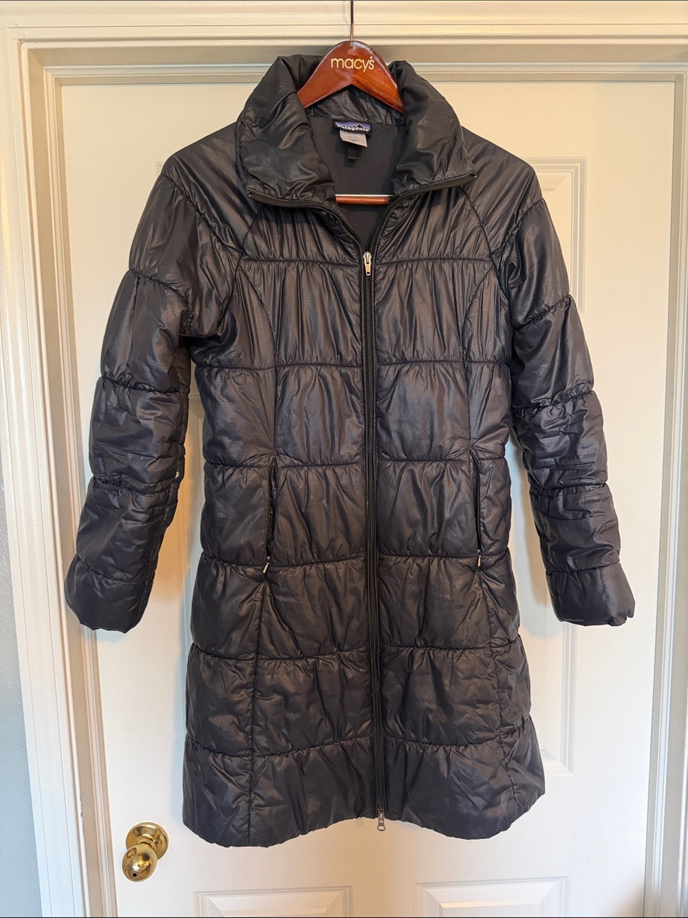 Patagonia Long Quilted Navy Puffer Coat - Medium